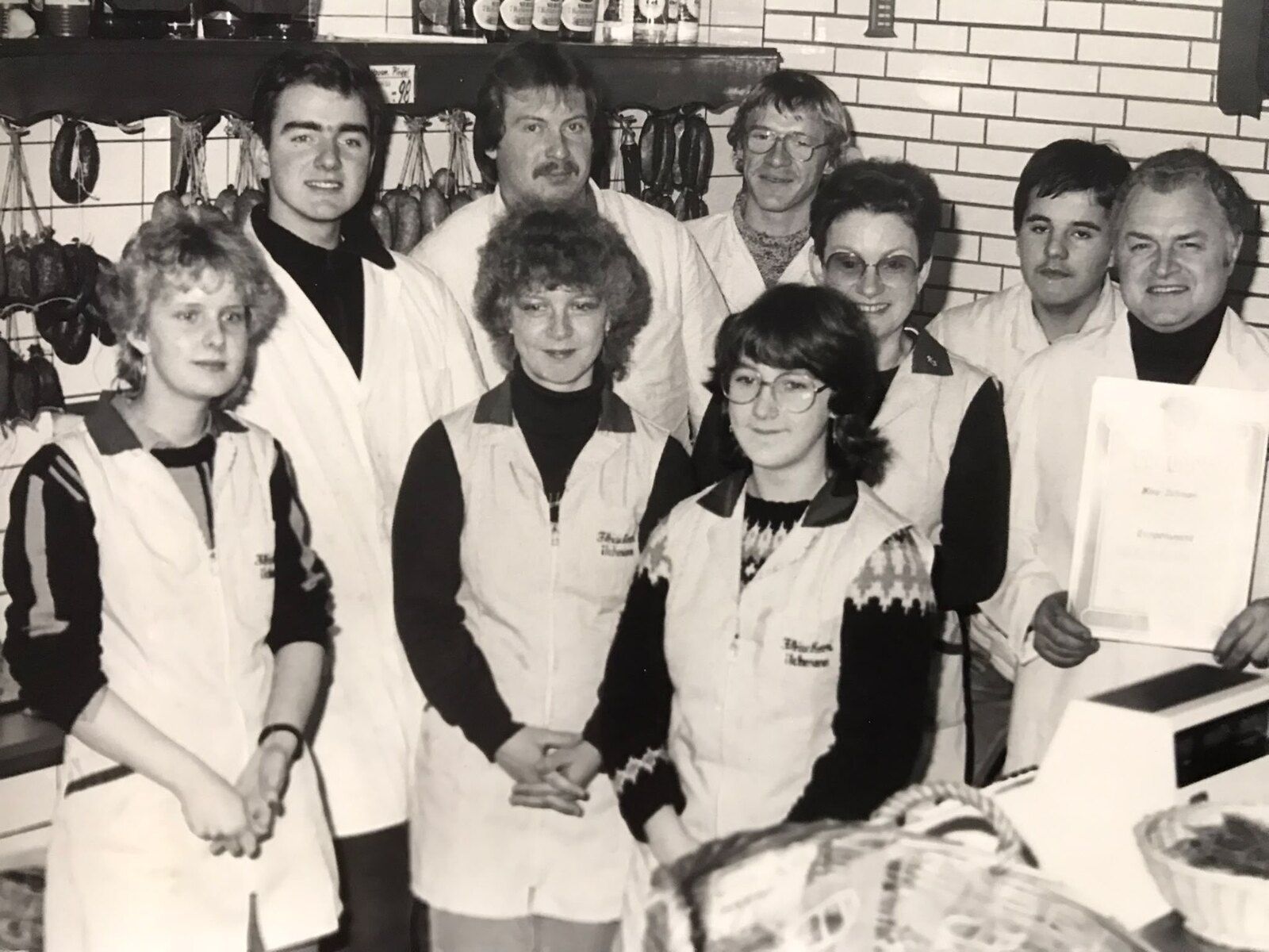 Historische Aufnahme des Teams der Fleischerei Ilchmann in Osterholz-Scharmbeck